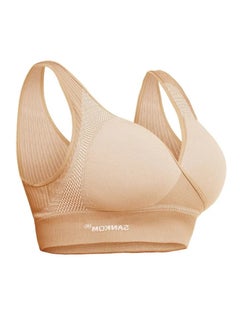SANKOM Sankom Patent Classic Bra for Back Support | Swiss Design for Comfort, Posture, and Push-up Effect | Wire-Free with Wide Straps and V-Neck | Breathable, Hypoallergenic Fabric for Everyday Wear | Supports the Back While Lifting the Bust Naturally - Beige 