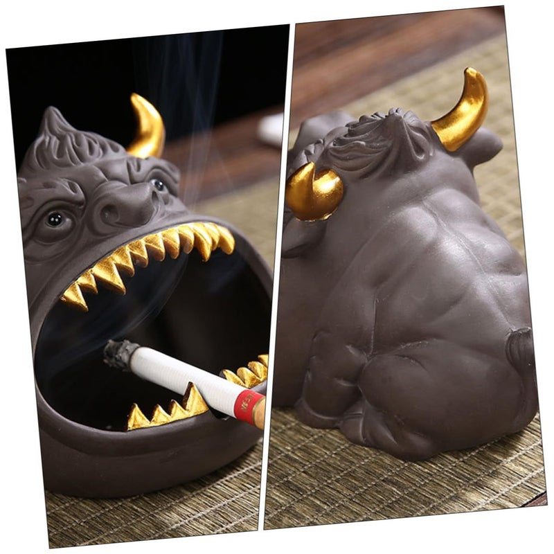 Ceramic Windproof Ashtray Large Cattle Design Home Decorative Desktop Storage - Image 4
