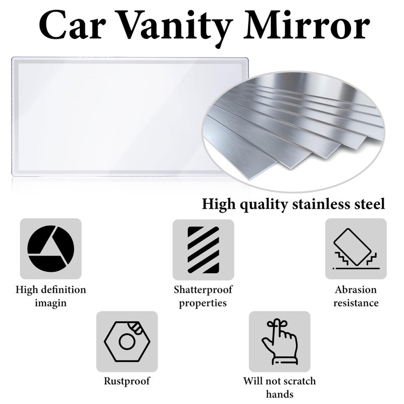 ecocstm Car Sun Visor Mirror, HD 5.91"Ã—3.15" Portable Car Vanity Mirror, Seatback Self-Adhesive Makeup Mirrors, Shatter-proof Cosmetic Accessories for Automotive Truck SUV Vehicle - Image 3