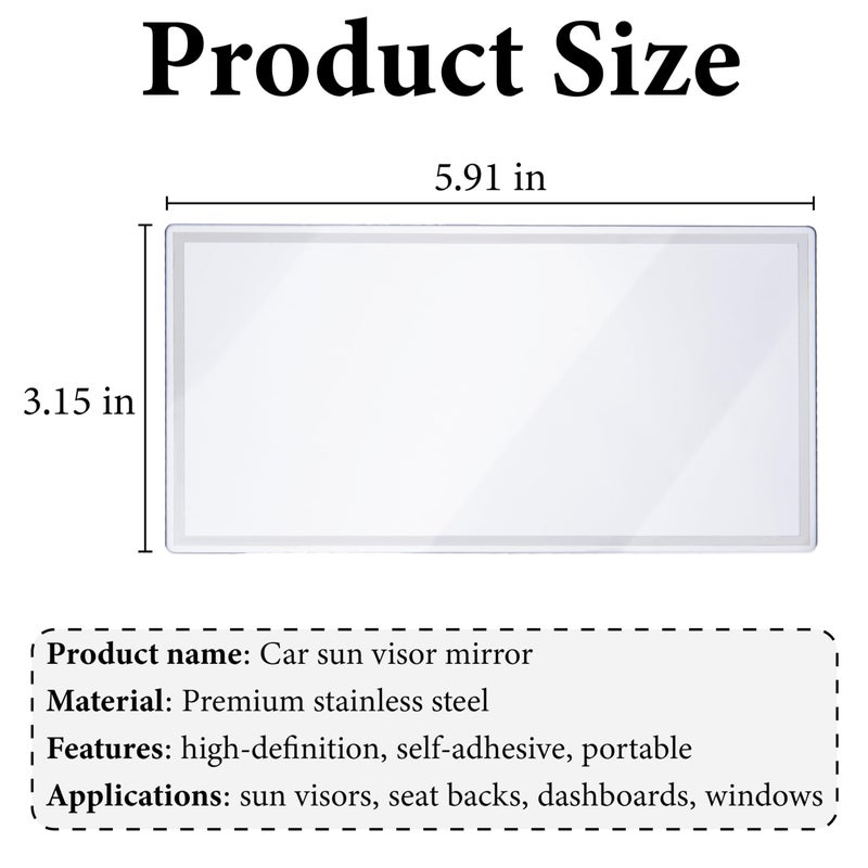 ecocstm Car Sun Visor Mirror, HD 5.91"Ã—3.15" Portable Car Vanity Mirror, Seatback Self-Adhesive Makeup Mirrors, Shatter-proof Cosmetic Accessories for Automotive Truck SUV Vehicle - Image 2