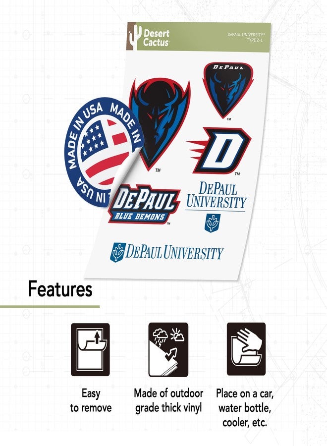 Desert Cactus DePaul University Sticker Blue Demons Sticker Vinyl Decals Laptop Water Bottle Car Scrapbook Sheet T2 (Type 2) - Image 4