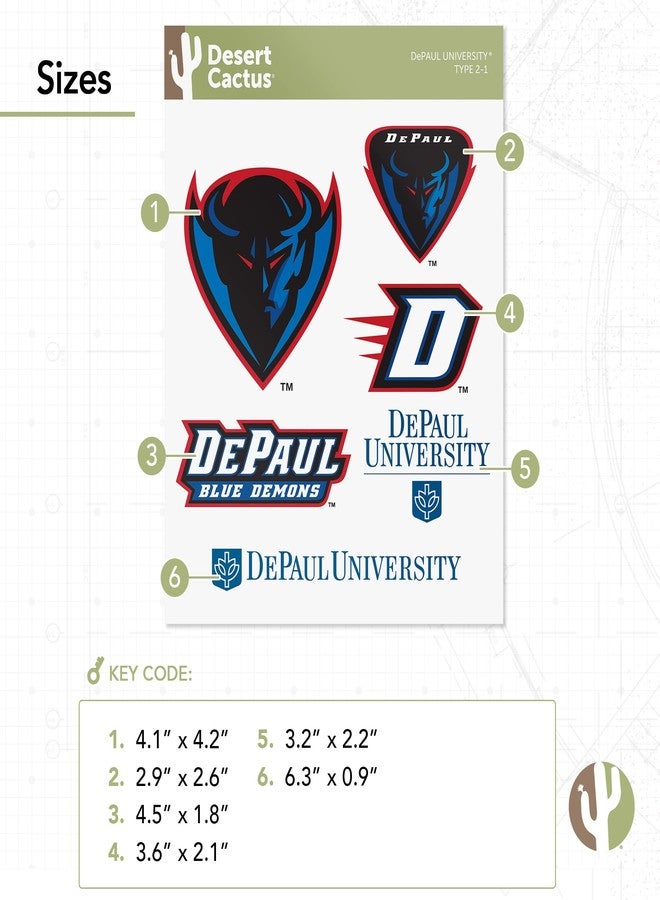 Desert Cactus DePaul University Sticker Blue Demons Sticker Vinyl Decals Laptop Water Bottle Car Scrapbook Sheet T2 (Type 2) - Image 3