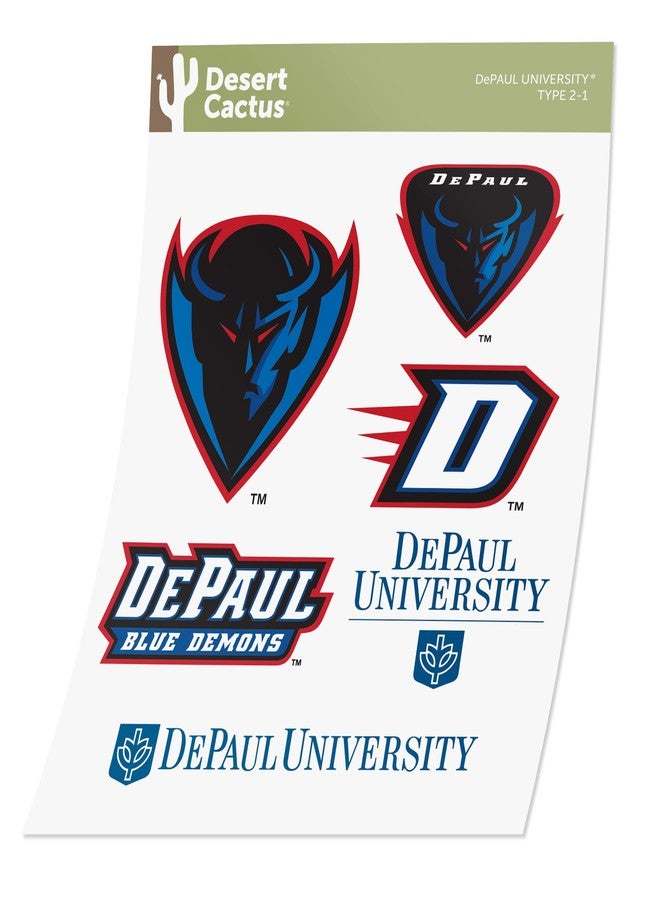 Desert Cactus DePaul University Sticker Blue Demons Sticker Vinyl Decals Laptop Water Bottle Car Scrapbook Sheet T2 (Type 2) - Image 1