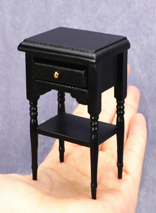 EatingBiting 1:12 French Style Dollhouse Miniature Furniture Wooden Closet Wardrobe Cabinet Bedside Table Nightstand Doll House End Table - Image 2
