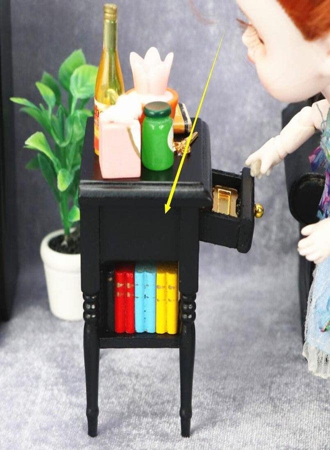 EatingBiting 1:12 French Style Dollhouse Miniature Furniture Wooden Closet Wardrobe Cabinet Bedside Table Nightstand Doll House End Table - Image 5