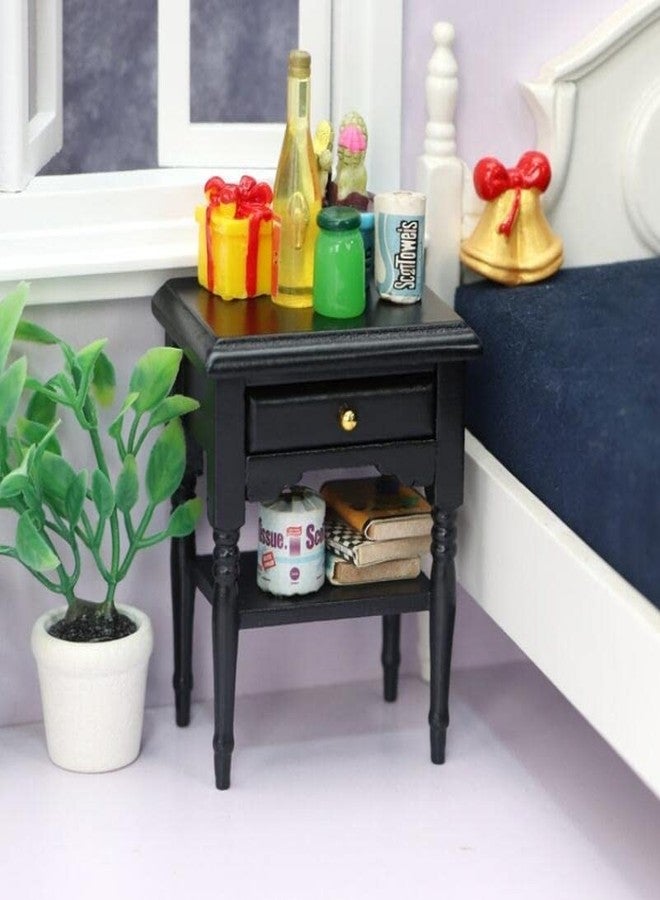 EatingBiting 1:12 French Style Dollhouse Miniature Furniture Wooden Closet Wardrobe Cabinet Bedside Table Nightstand Doll House End Table - Image 3