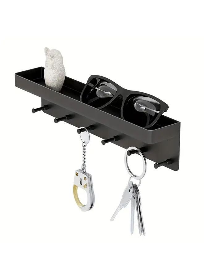 White Wall Mounted Key Rack With Hooks Durable Plastic Space Saving Organizer For Home Office - Image 3