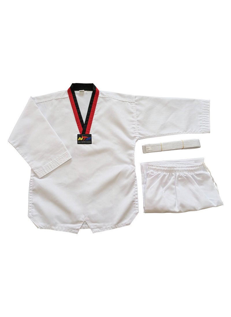 Generic Kids Taekwondo Uniform Breathable White Long Sleeve Set Stripe 