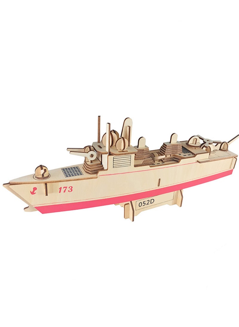 Children's Educational 3D Wooden Model Self-assembly Handmade Puzzle Toy (Destroyer 74Pcs) - Image 1