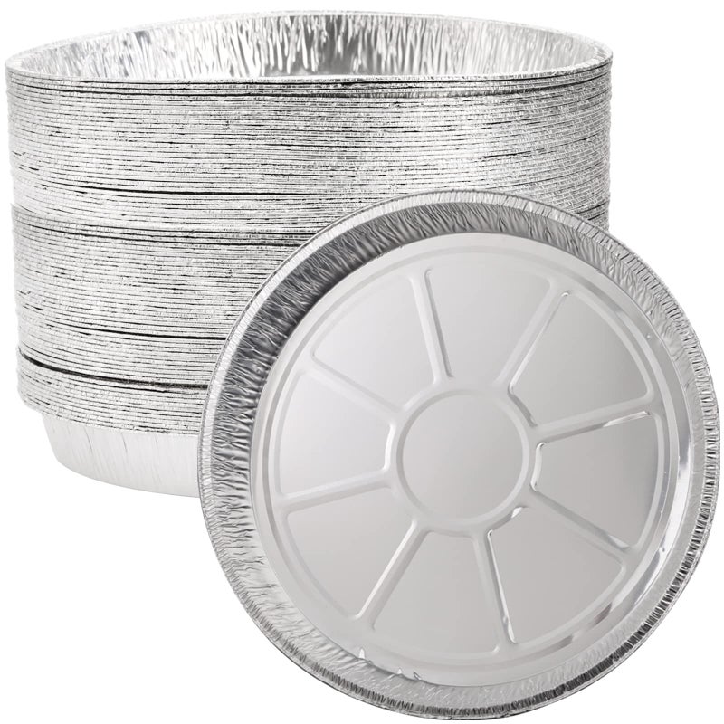 Frcctre Frcctre 45 Pack 13 Inch Round Aluminum Foil Pans Heavy Duty Disposable Round Tin Foil Pans Pizza Pans for Baking Cooking Storage Roasting Reheating  Freezer  Oven Safe 