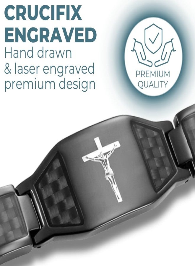 Willis Judd Christian Bracelet For Men With Crucifix Christian Religious Gift 8.5inch Titanium - Image 3