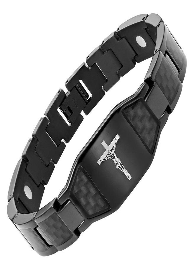 Willis Judd Christian Bracelet For Men With Crucifix Christian Religious Gift 8.5inch Titanium - Image 1