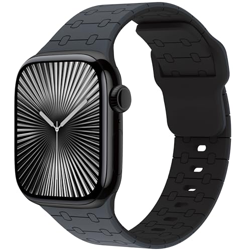 Fullmosa Sport Silicone Band Compatible with Apple Watch Strap 49mm 46mm 45mm 44mm 42mm(Series 3 2 1) [No Watch],Soft Band for iWatch Ultra 3/2/1 SE3 SE2 SE Series 11 10 9 8 7 6 5 4 3 2 1,Black Grey - Image 1