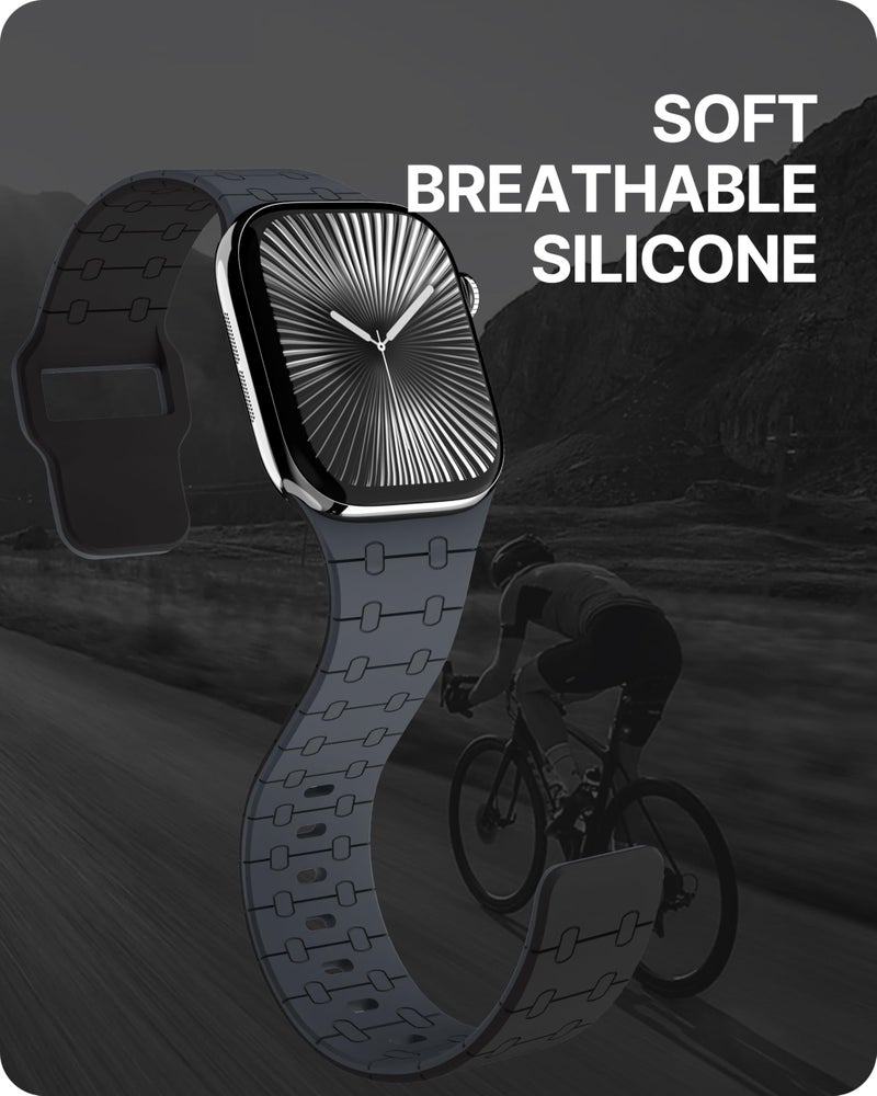 Fullmosa Sport Silicone Band Compatible with Apple Watch Strap 49mm 46mm 45mm 44mm 42mm(Series 3 2 1) [No Watch],Soft Band for iWatch Ultra 3/2/1 SE3 SE2 SE Series 11 10 9 8 7 6 5 4 3 2 1,Black Grey - Image 5