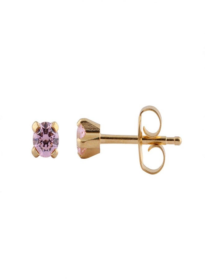 Studex 3MM Pink Cubic Zirconia 24K Pure Gold Plated Ear Studs For Kids - Image 3