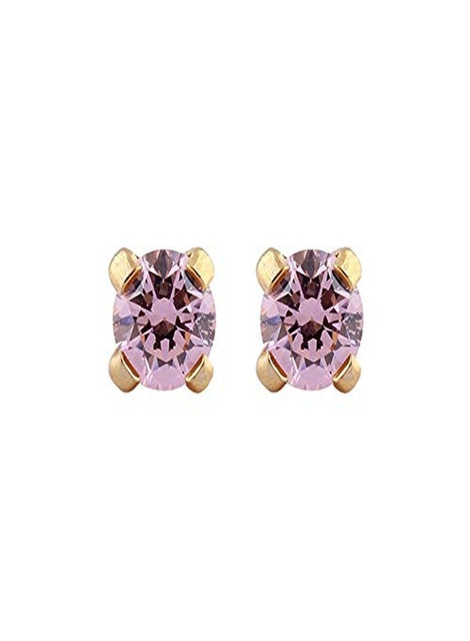 Studex 3MM Pink Cubic Zirconia 24K Pure Gold Plated Ear Studs For Kids - Image 1