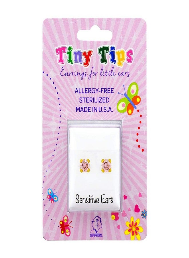 Studex 3MM Pink Cubic Zirconia 24K Pure Gold Plated Ear Studs For Kids - Image 5