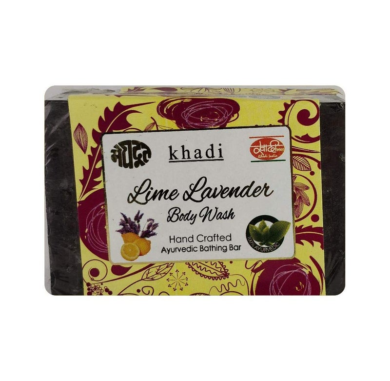 Meghdoot Lime Lavender Body Wash Soap khadi handmade ayurvedic bathing bar with lime and lavender extracts natural skin moisturizing soap for refreshed glowing skin 125gm Pack of 4 - Image 2