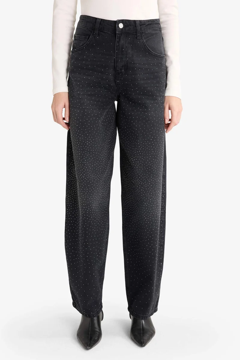 ديفاكتو Baggy Fit High Waist Long Jeans