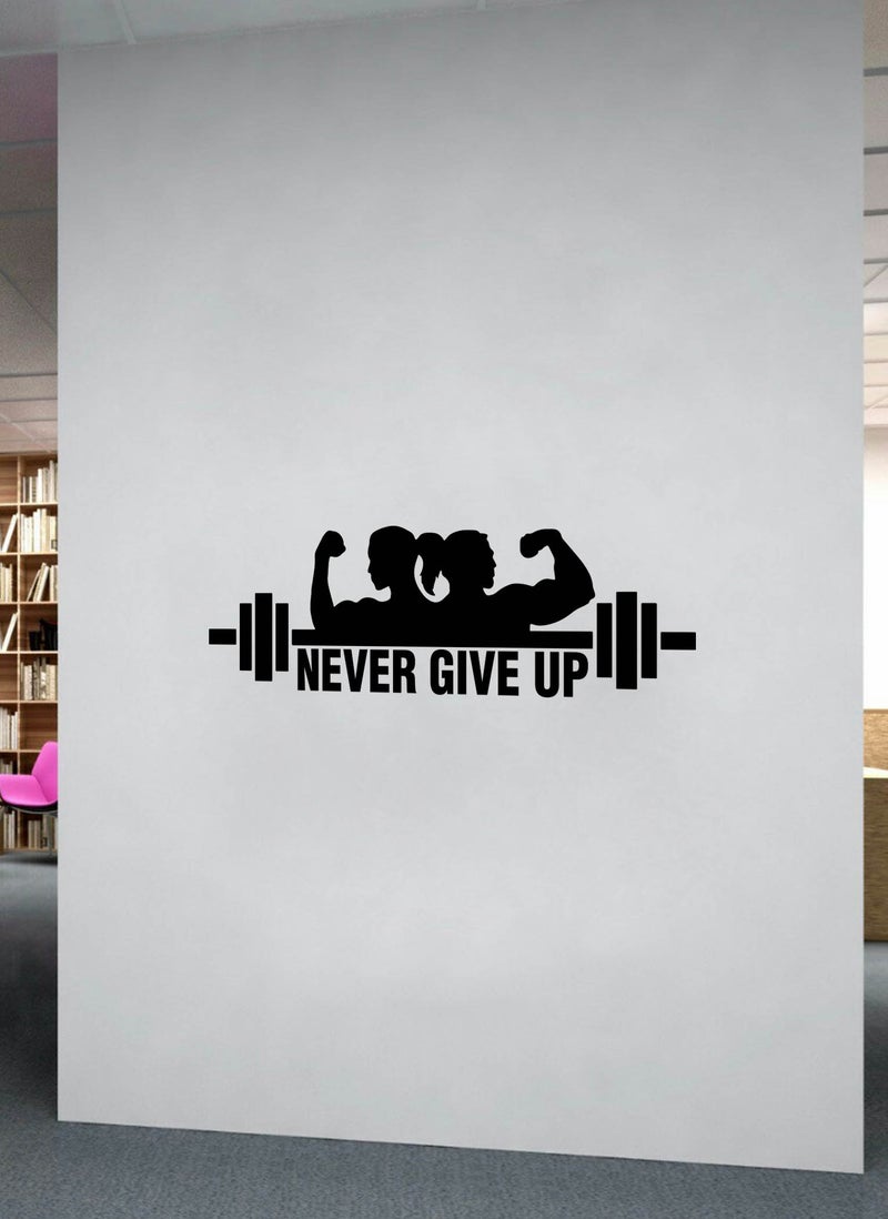 Spoil Your Wall Never Give Up Barbell Gym Design Wall Decal - Wall Arts Home Décor - Wall Sticker, 100x30 cm by Spoil Your Wall  - Image 2
