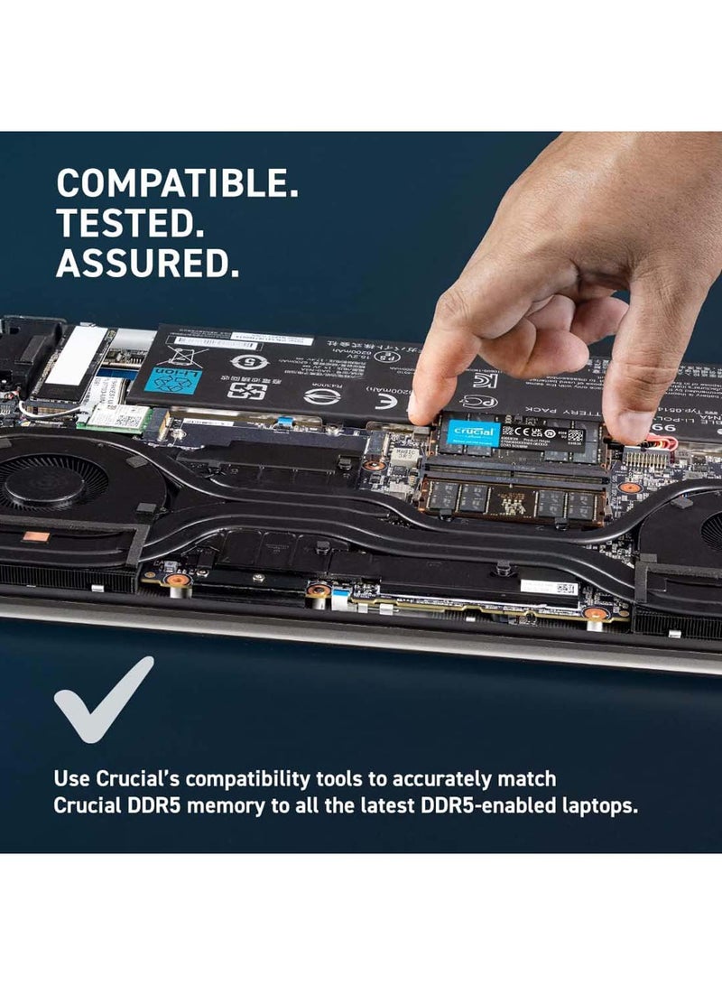 كروشيال ذاكرة لابتوب SODIMM، سعة 16 جيجابايت، سرعة DDR5-5600، 46-45-45 JEDEC، جهد 1.1، غير مخزن | CT16G56C46S5 - Image 5