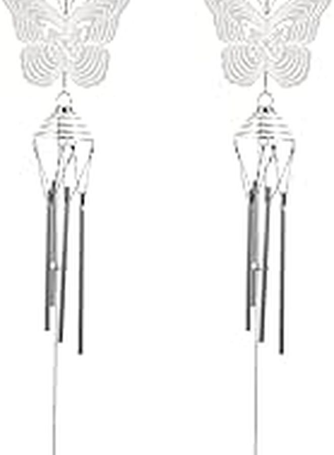 Metal Butterfly Wind Chimes For Garden Patio Balcony Outdoor Decor 2 Pieces - Image 1