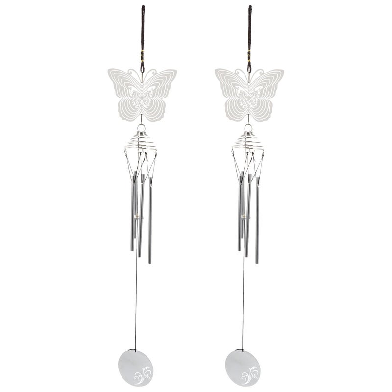 Metal Butterfly Wind Chimes For Garden Patio Balcony Outdoor Decor 2 Pieces - Image 2