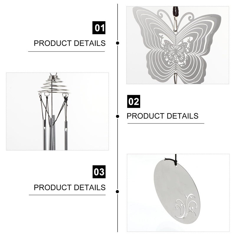 Metal Butterfly Wind Chimes For Garden Patio Balcony Outdoor Decor 2 Pieces - Image 5