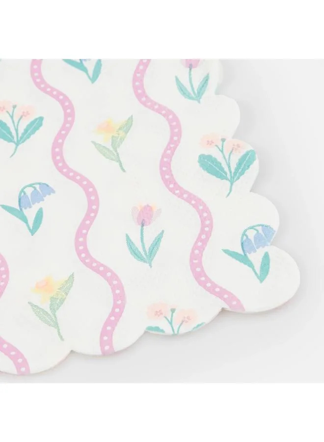 Meri Meri  Bloomsbury Floral Pattern Small Napkins - Pack of 16, 3-Ply Paper Napkins with 4 Soft Pastel Floral Designs, Stylish Party Tableware for Garden Parties, Baby Showers & Celebrations  | Best Price UAE