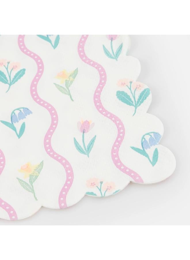 Meri Meri Bloomsbury Floral Pattern Small Napkins - Pack of 16, 3-Ply Paper Napkins with 4 Soft Pastel Floral Designs, Stylish Party Tableware for Garden Parties, Baby Showers & Celebrations - Image 3