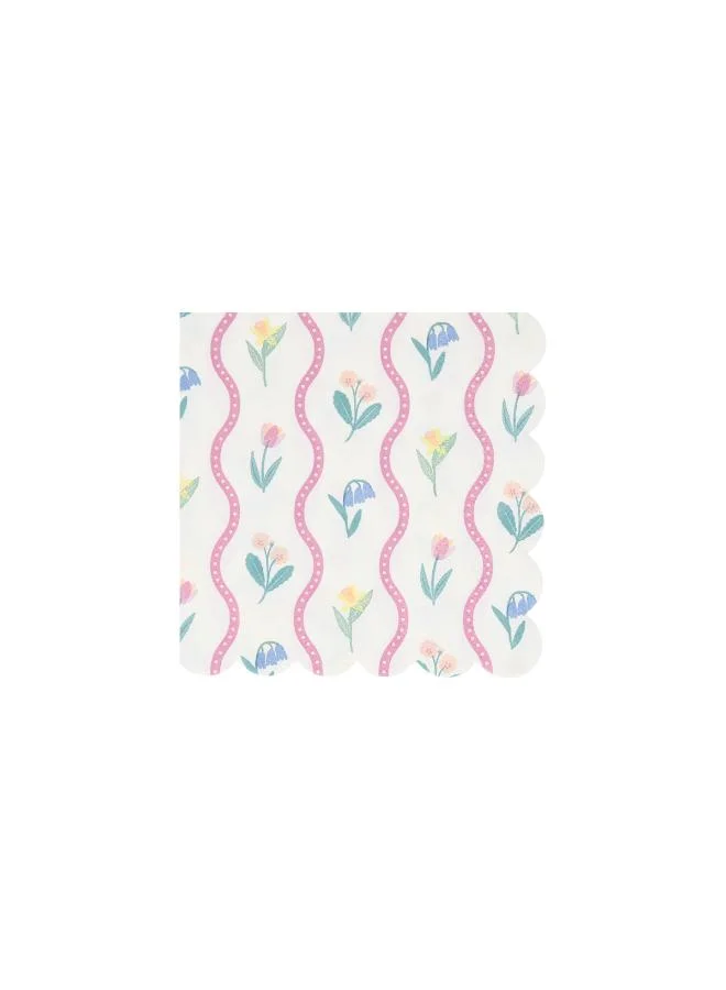 Meri Meri  Bloomsbury Floral Pattern Small Napkins - Pack of 16, 3-Ply Paper Napkins with 4 Soft Pastel Floral Designs, Stylish Party Tableware for Garden Parties, Baby Showers & Celebrations  | Best Price UAE