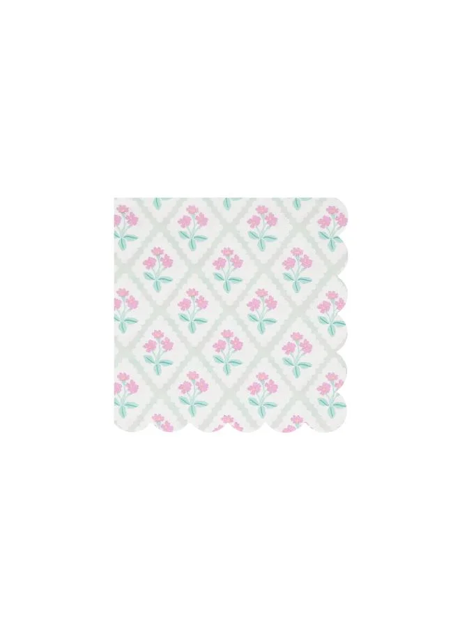 Meri Meri  Bloomsbury Floral Pattern Small Napkins - Pack of 16, 3-Ply Paper Napkins with 4 Soft Pastel Floral Designs, Stylish Party Tableware for Garden Parties, Baby Showers & Celebrations  | Best Price UAE