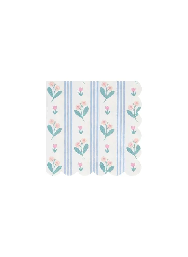 Meri Meri  Bloomsbury Floral Pattern Small Napkins - Pack of 16, 3-Ply Paper Napkins with 4 Soft Pastel Floral Designs, Stylish Party Tableware for Garden Parties, Baby Showers & Celebrations  | Best Price UAE