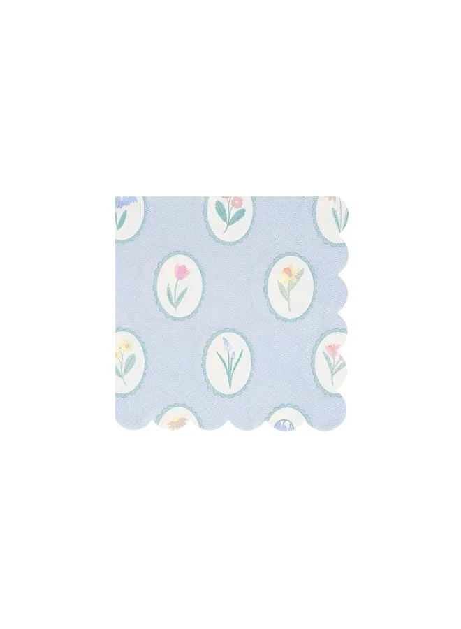 Meri Meri  Bloomsbury Floral Pattern Small Napkins - Pack of 16, 3-Ply Paper Napkins with 4 Soft Pastel Floral Designs, Stylish Party Tableware for Garden Parties, Baby Showers & Celebrations  | Best Price UAE