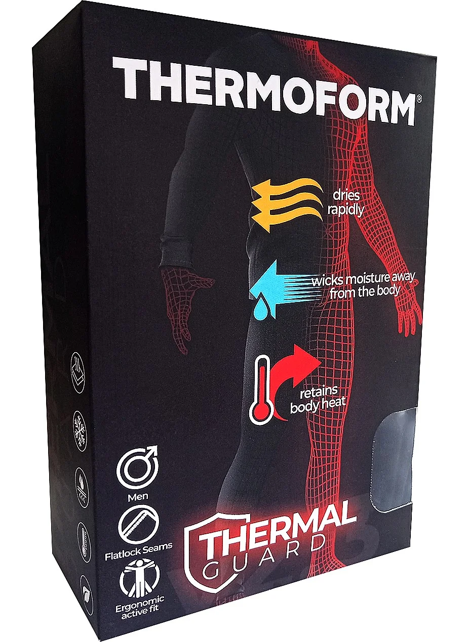 Thermoform Microfiber Raised Thermal Underwear Set Men White