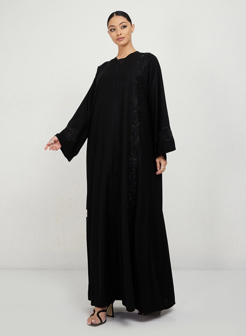 Rosette Abaya Abaya with Dantil embroidery side design  - Image 1