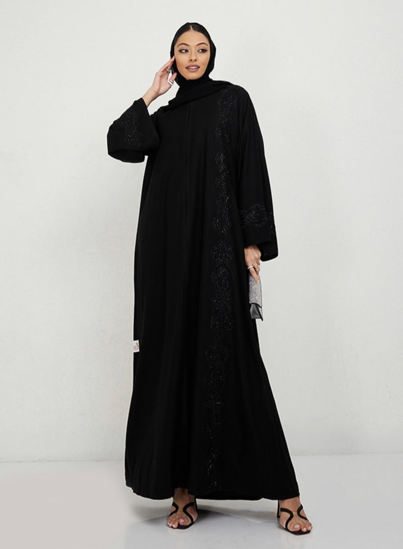 Rosette Abaya Abaya with Dantil embroidery side design  - Image 4