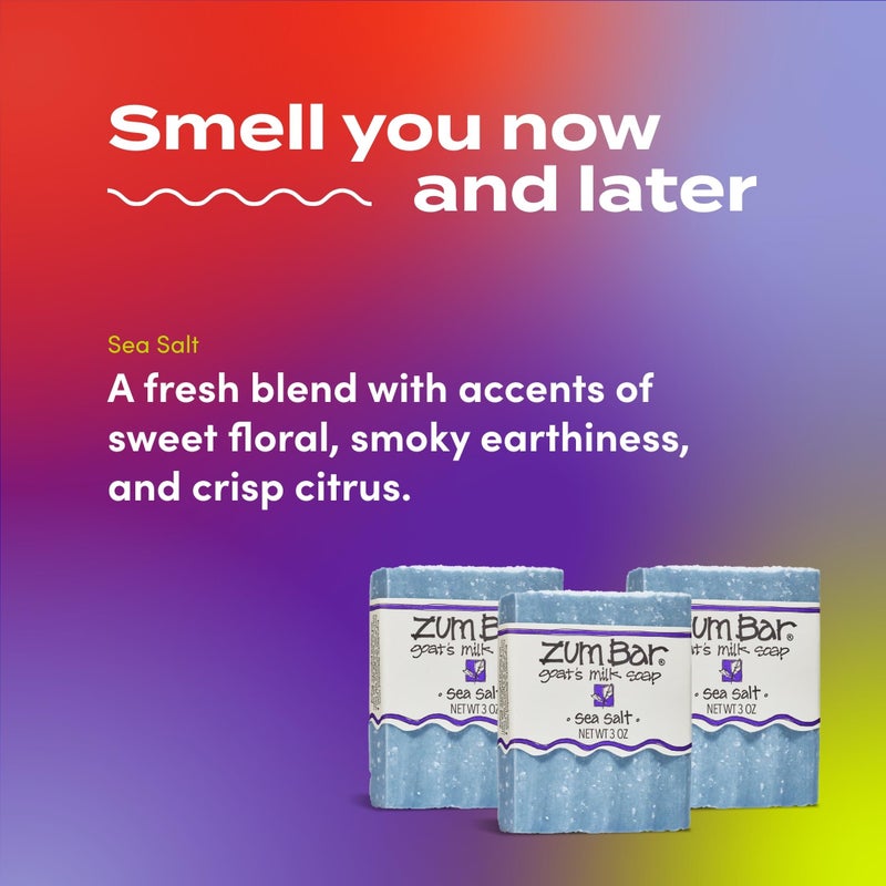 Zum Indigo Wild Goat's Milk Soap Bar - Bar Soap for Hands & Body Made with Essential Oils - 3 oz - Sea Salt (6 Pack) - Image 3