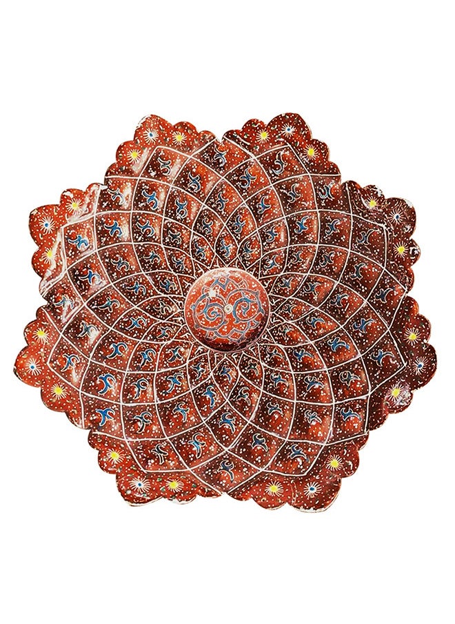 MARGOUN - Persian Hand Plate Painted Mandala Copper Plate 16.3*16.3 cm /Gold - Image 1