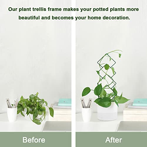 Wellsign Indoor Plant Trellis for Climbing Plants, 16inch Small Garden Metal Trellis for Potted Plants Outdoor with Different Patterns for Vine Ivy Flower Plant Support 4 Pack - Image 3