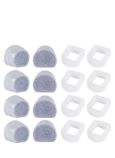 Sponge Filter for Cat Fountain Replacement, Pet Water Fountain Foam Pre-Sponge Filter & Replacement Carbon Filters, Water Dispenser Filter Accessories for Pet Dog Cat Rabbit Drinking Fountain (8+8)