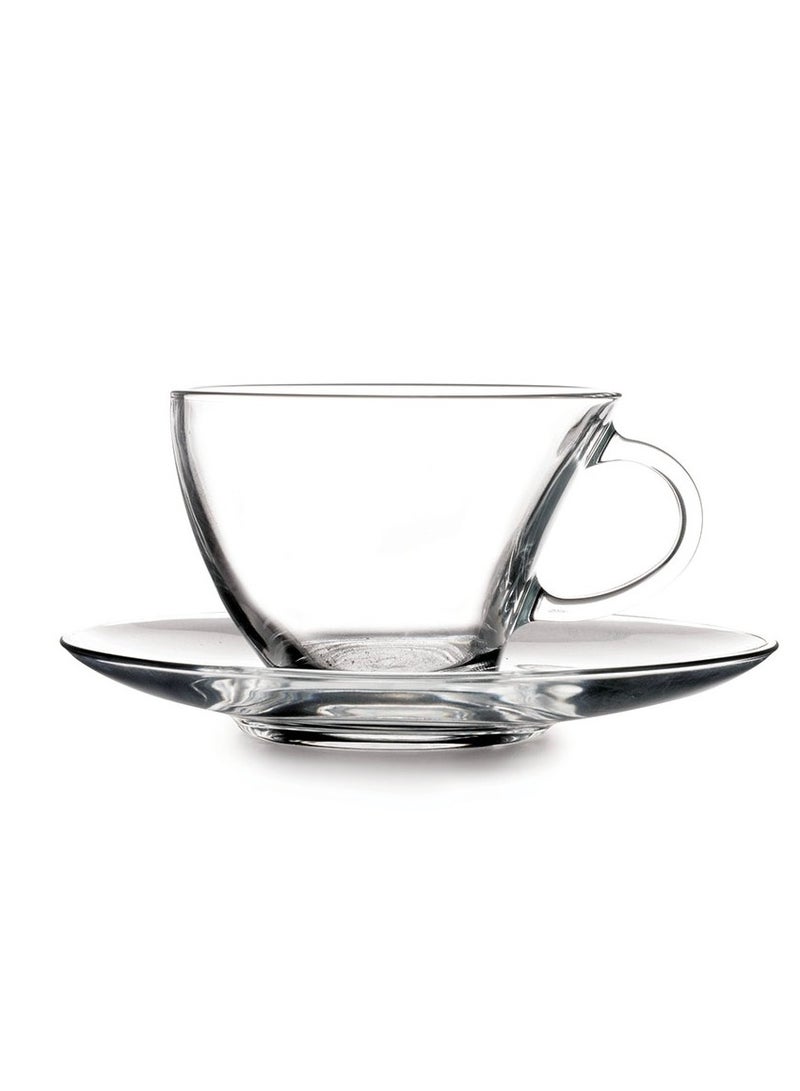 Pasabahce 12-Piece Penguen Cup Set, 6 Cups & 6 Saucers, 230 ml Clear 230ml - Image 2