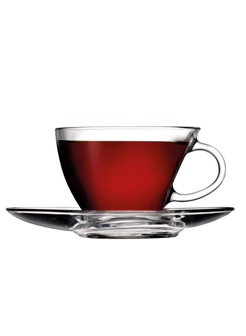 Pasabahce 12-Piece Penguen Cup Set, 6 Cups & 6 Saucers, 230 ml Clear 230ml - Image 4