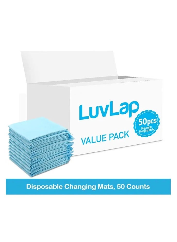 Luvlap Disposable Changing Mats, 50 Counts, Soft Waterproof Mat, Portable Leak Proof Changing Mat, New Mom Leak-Proof Under pad, Mattress Table Protector Pad - Image 2