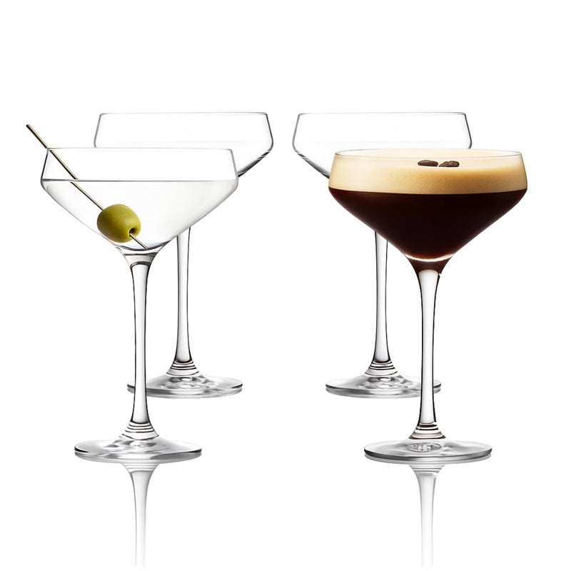 LEMONSODA Hand Blown/Nick And Nora Classic Martini Glasses Manhattan, Cosmopolitan, Espresso Martini, Lemon Drop, Dirty Martini - Inspired by 1930's - 50's Cocktail Culture - 6oz/10oz (Set of 4, 6oz) - Image 1