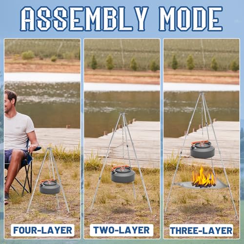STARVAST Campfire Tripod 40inch, Heavy Duty Adjustable Camping Tripod for Cooking Over Open Fire, Aluminum Alloy Fire Pit Tripods with Storage Bag & Chain, Portable for Picnic & BBQ - Image 5