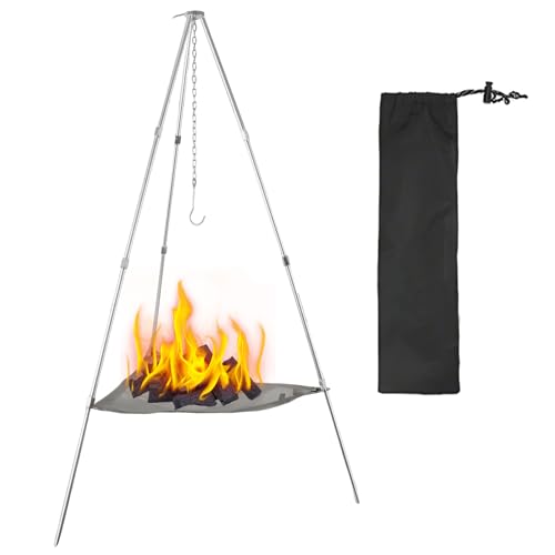 STARVAST Campfire Tripod 40inch, Heavy Duty Adjustable Camping Tripod for Cooking Over Open Fire, Aluminum Alloy Fire Pit Tripods with Storage Bag & Chain, Portable for Picnic & BBQ - Image 1