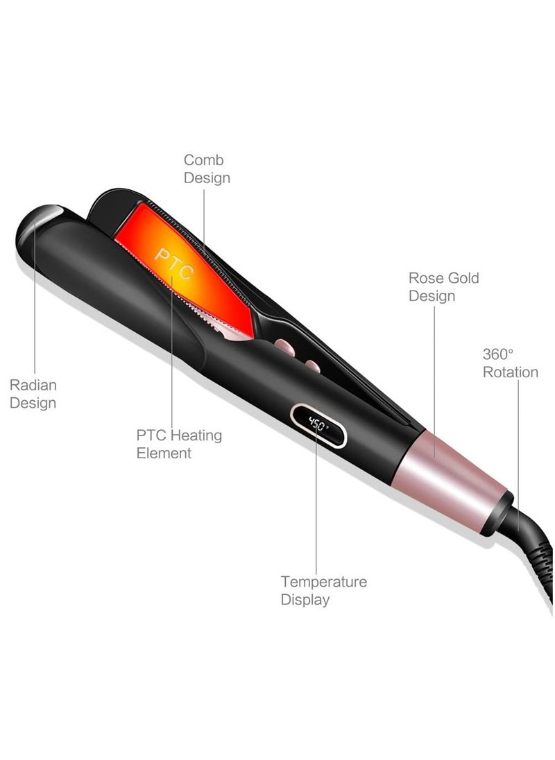 KASTWAVE - Hair Straightener Flat Curling Iron: Straightener and Curler 2 in 1 - Twist Straightening Curling Iron Combo for Curl Wave Straighten Women Hair - 1 Inch Dual Voltage - Image 1
