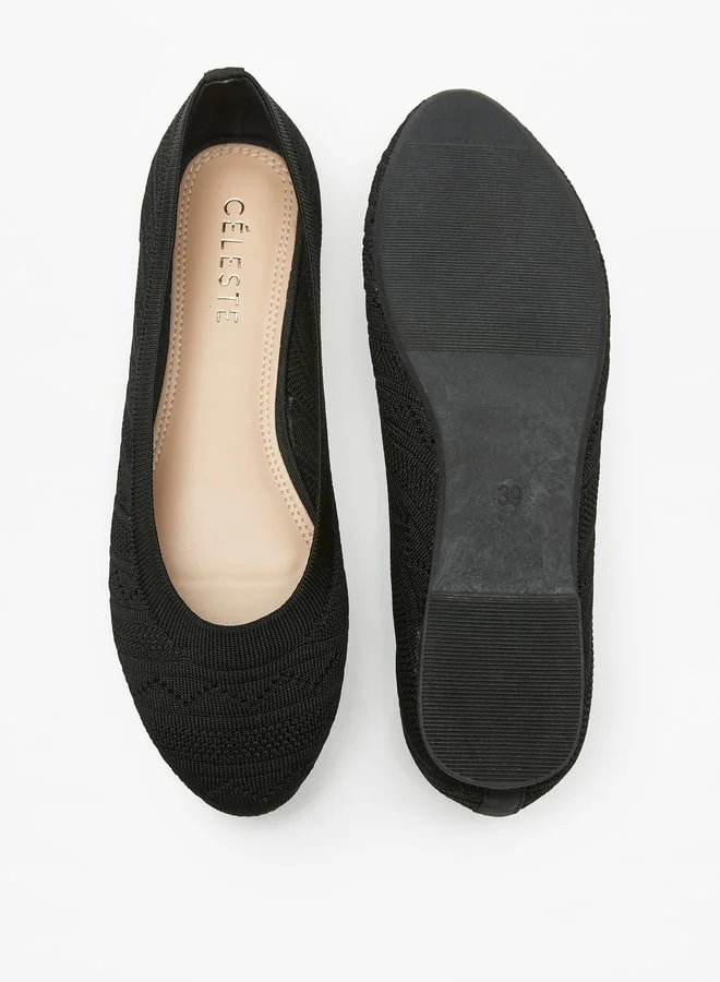 Celeste Women'S Textured Slip-On Round Toe Ballerina Shoes