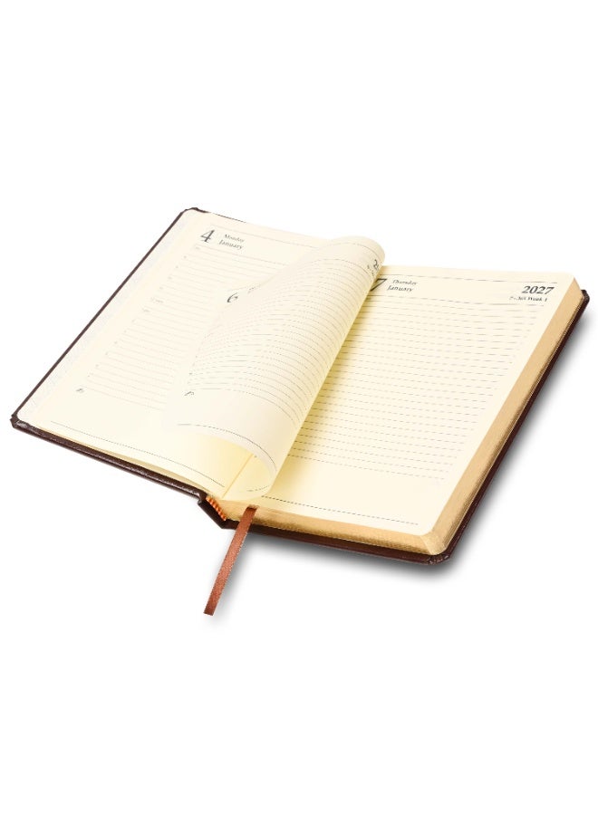 FIS 2027 Golden Diary, A5 Size (148x210mm), Bonded Leather Material, 1 Side Padded Cover, Round Corners, Gilded Edges, 70gsm Ivory Paper, English, Burgundy Cover – FSDI26EGB27BU - Image 4